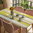 thumbnail image 3 of Yellow Gray Stripes Table Cloths for 5 Foot Rectangle Tables, Watercolor Modern Abstract Minimalist Patio Waterproof Elastic Fitted Tablecloths, Washable Rectangular Table Cover for Camping, 3 of 8