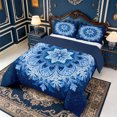 thumbnail image 2 of Erosebridal Snowflake Mandala Full Size Comforter Sets,Deep Blue Crystal Bedding Comforter Set,3 Pieces,1 Comforter and 2 Pillowcases,Navy Blue Reversible, 2 of 7