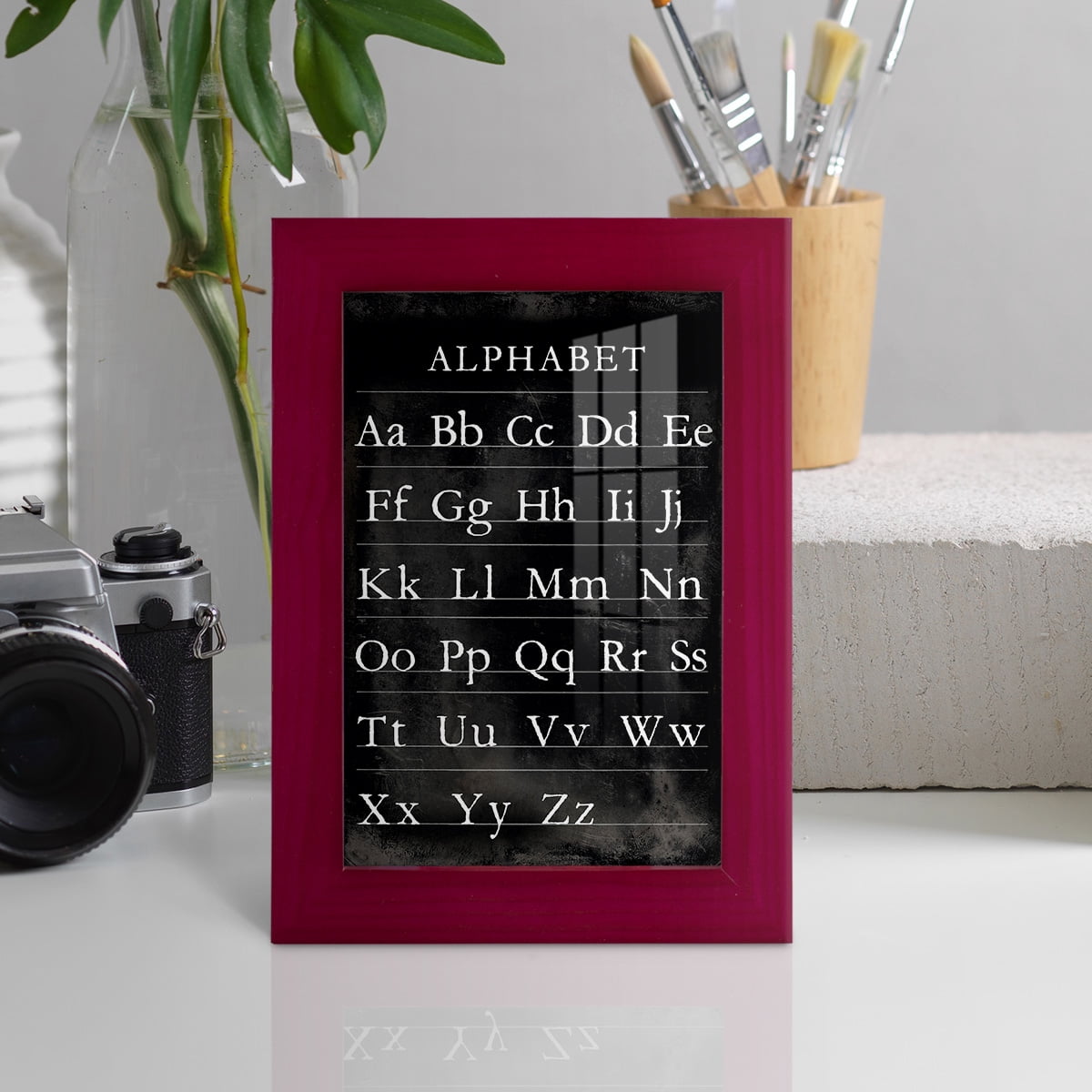 Alphabet Chart - Framed Print w/glass - Cherry Red