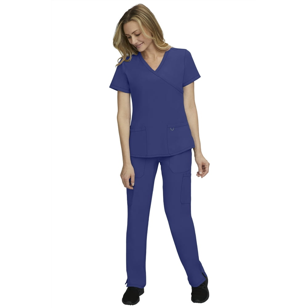 STAT MEDICAL WEAR Stat Medical Wear Women’s Scrubs Set 2 Pocket Crossover Scrub Top with 5