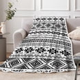thumbnail image 5 of Aztec Blanket, Black and White Boho Native Tribal American Throws Blankets, Southwest Geometric Vintage Flannel Soft Blanket Cover for Couch Chair Bed Outdoor Travel Decor, 50X60IN, 5 of 5