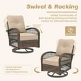 thumbnail image 6 of MELLCOM 3 Pieces Patio Furniture Set, Outdoor Swivel Rocker Patio Chairs, Wicker Patio Bistro Set with Rocking Chair, Thickened Cushions and Glass Coffee Table for Backyard, Garden, Khaki, 6 of 9