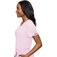 thumbnail image 2 of Med Couture Women's V-Neck Scrub Top, Modern Fit Tuck-in Top with Stretchy Rib-Knit Shoulders and Chest Pocket Plus Size - MC7448, 3XL, Ice Pink, 2 of 4