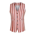 thumbnail image 5 of INSPIRE CHIC Business Vest for Men's Slim Fit V Neck Sleeveless Striped Prints Waistcoat S Light Red, 5 of 5