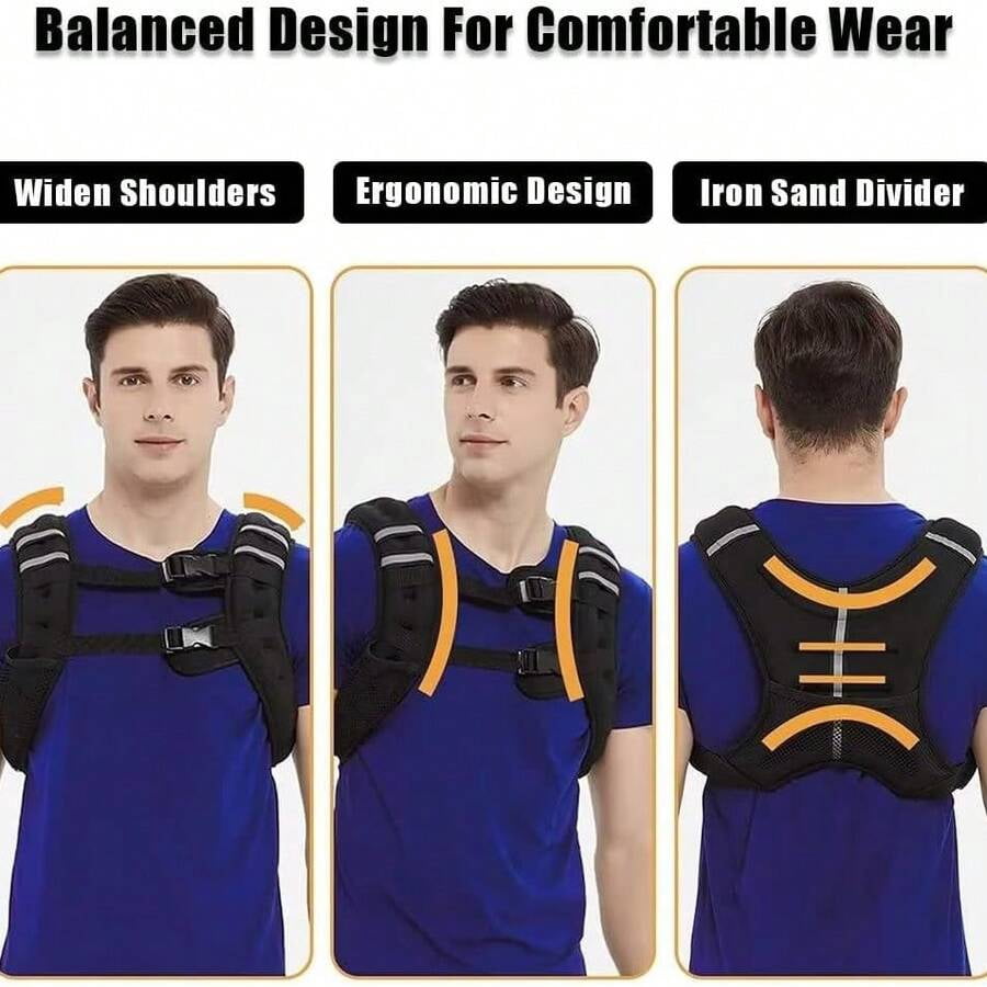 Weighted Vest,12lb/16lb/20lb/25lb/30lb Weight Vest With Reflective Stripe And Pocket For Men, Women Workout, Strength Training, Running, Walking, Jogging