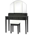 thumbnail image 2 of Costway Vanity Table Stool Set Large Tri-folding Lighted Mirror 6 Drawer Dresser Black, 2 of 10