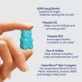 thumbnail image 2 of SugarbearPRO Hair Vitamin Gummies with Biotin, B12, MSM & Omega-3s, Vegan Supplement, 1 Month Supply, 2 of 9