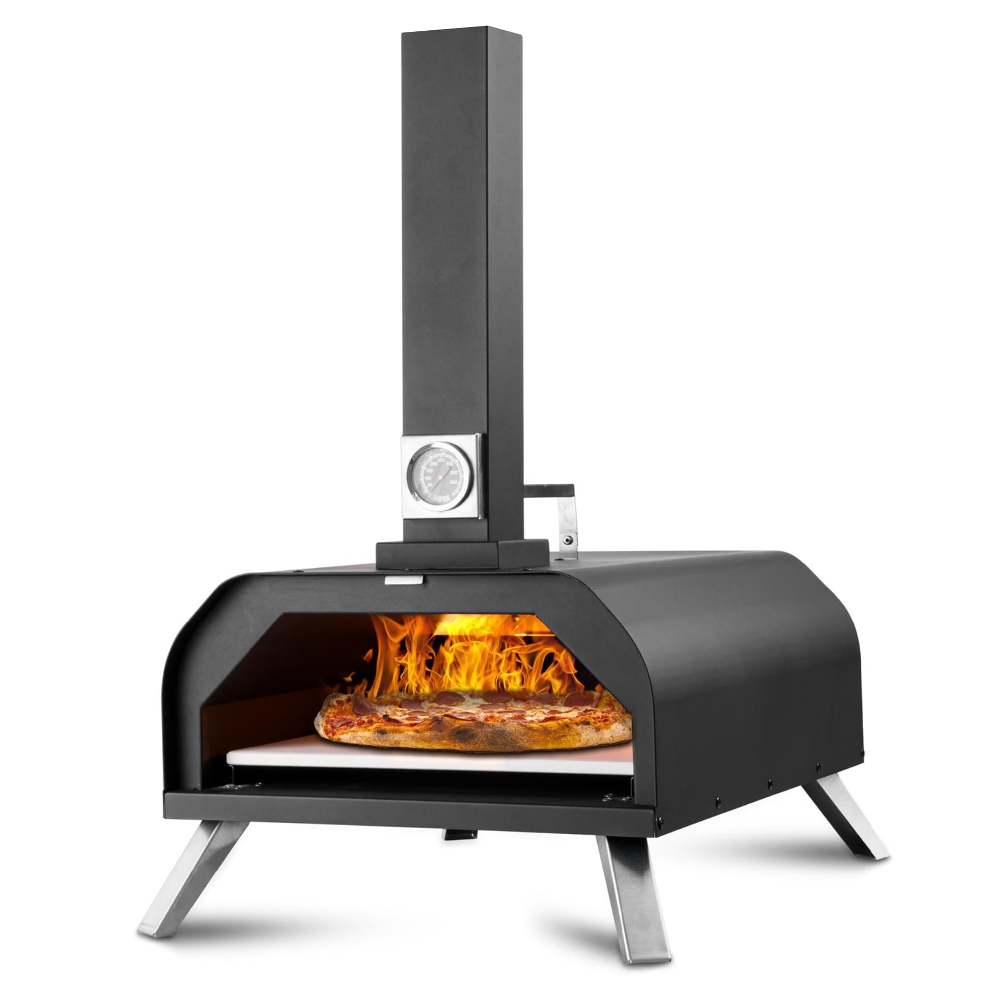 OGEDNAC 11'' Outdoor Wood Pellet Pizza Oven, Portable, Black