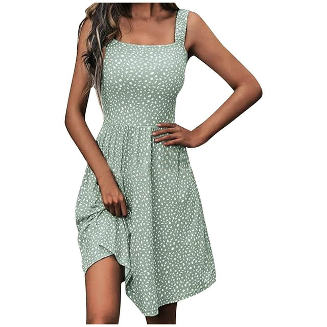 Vestido de Verano Casual Corbata Bolsillo sin Mangas Cintura Alta A-Línea, Vestido Lindo de las Mujeres para la Primavera Y el Verano