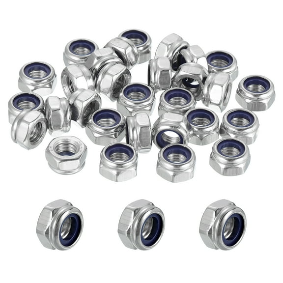 30 Pcs M8x1.25mm Lock Nuts, 316 Stainless Steel Nylon Insert Self-Locking Nut