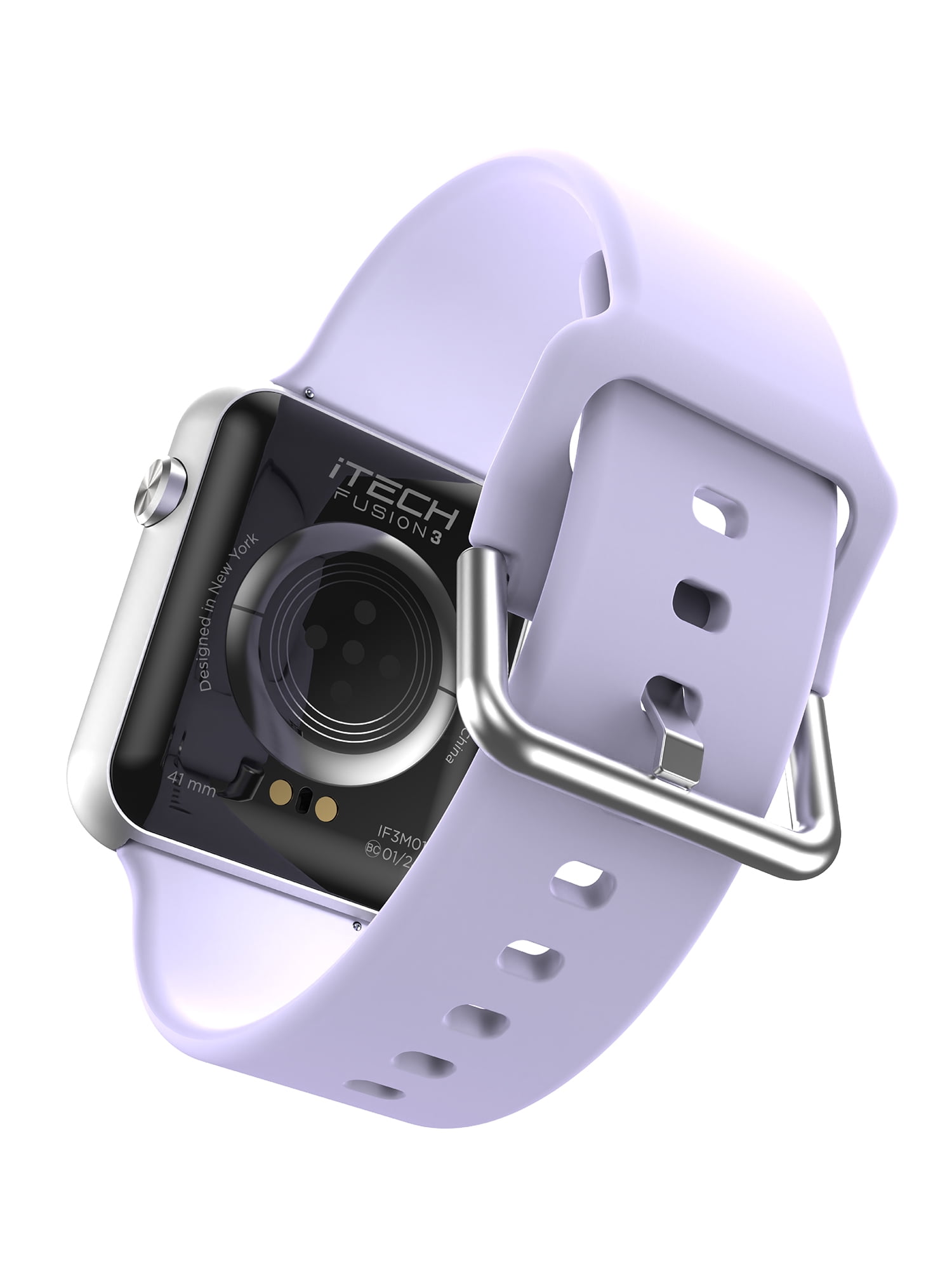 iTech Fusion 3 Unisex Adult Rectangular Smart Watch, Lilac, Silicone Strap