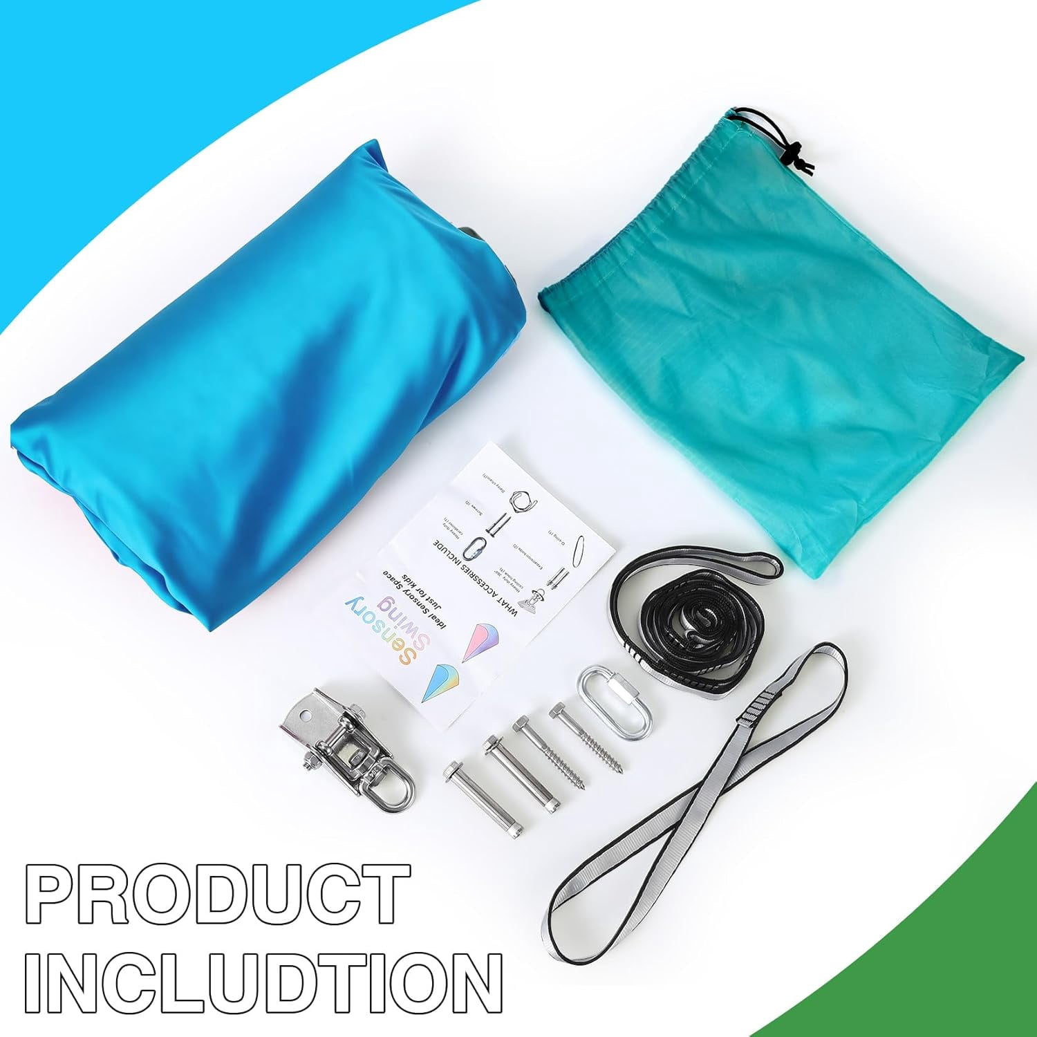 Sensory Swing for Kids Indoor Outdoor, Calming Cocoon Therapy Swing, Holds 300lbs, Hug-Like Sensory Hammock with 360° Swivel Hardware