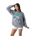 thumbnail image 2 of Women's Gameday Couture Gray Seattle Seahawks Starbound Oversized Snow Wash Long Sleeve T-Shirt, 2 of 6