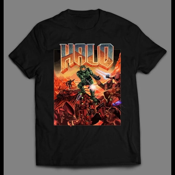 HALO VIDEO GAME GAMER VINTAGE RETRO GRAPHIC T SHIRT BLACK NEW ADULT