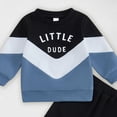thumbnail image 6 of Linfrsh Baby Boy Fall Clothes Long Sleeve Round Neck Letter Print Sweatshirt Top Long Pants Cute Toddler Winter Outfits, 6 of 7