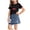 Black, variant on Toddler Baby Girl Summer Outfits Ruffle Short Sleeve Floral Print Ribbed Shirts Denim Skirt Set for Little Girls Kid Flower Pattern Clothes Black 4-5 Years
