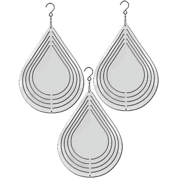 3 Pack 10 - inch Double Sided Teardrop Sublimation Wind Spinner Blanks w/Hooks