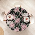 thumbnail image 4 of Ambesonne Floral Fitted Round Tablecloth, Flowers Garden Watercolor, 45"- 56" Diameter, Pastel Pink Hunter Green, 4 of 5