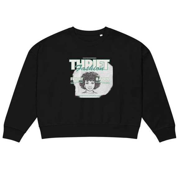 Women’s organic crew neck sweatshirt (Black)