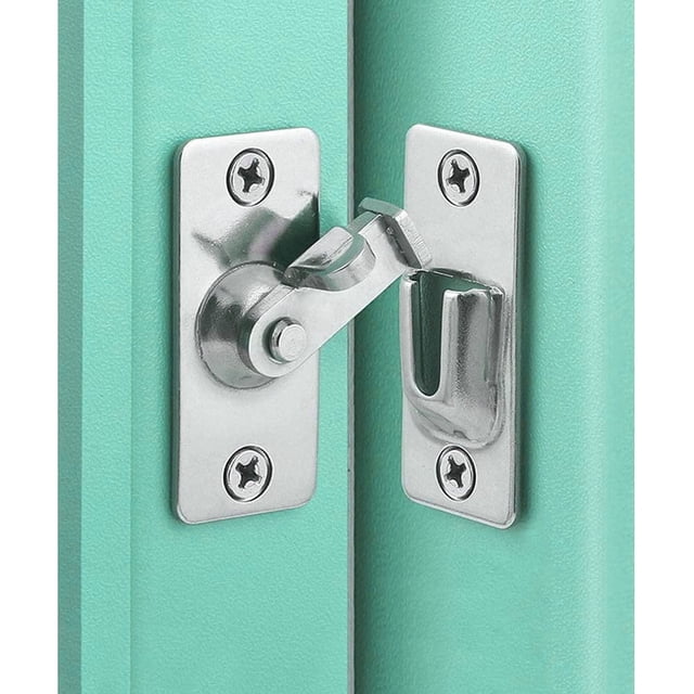 (Paquete de 2 plateados) Cerradura de privacidad de bloqueo de 90 grados Cerradura de puerta de granero deslizante Cerradura de puerta de ángulo recto Cerradura de leva