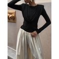thumbnail image 6 of Women'S Burgundy Draped Cowl Neck Top Long Sleeve Elegant Blouse Casual Fashion Office and Party Outfits, 6 of 7