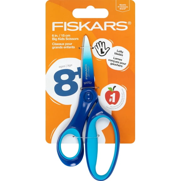 Fiskars 6-inch Left Handed Kids School and Craft Scissor Ages 8-11, Blue Ombre, 1 Count