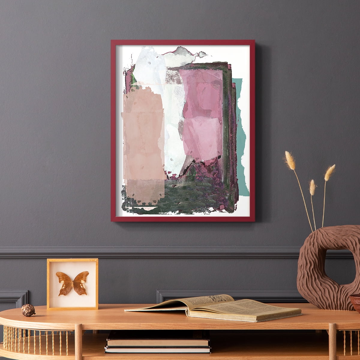 Brights Soft Wash II Framed Print in Red Solid Wood Framed Print No Nail Hanging