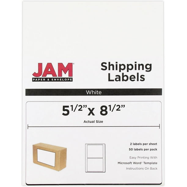 JAM Half Sheet Labels, 5.5x8.5, White, 50/Pack