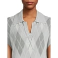 thumbnail image 2 of Time and Tru Women's Short Sleeve Argyle Polo Sweater, 2 of 5