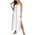 thumbnail image 1 of CHUMUD Robes d'Été pour Femmes à Bretelles Spaghetti Fente Latérale Maxi Robe de Plage Vacances Voyage Tenue Décontractée, 1 of 8