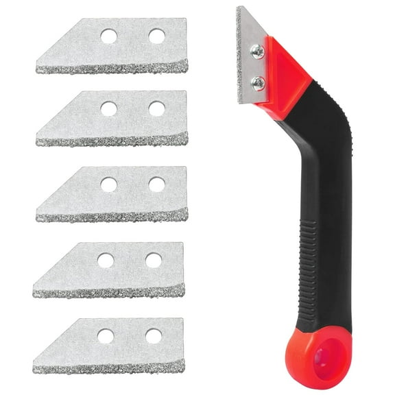 Grout Removal Tool, Tile Grout Remover Tiling Tools, Saw Angled Grout Scraping Rake with 5 PCS Extra Replacement Blades for Tile Cleaning