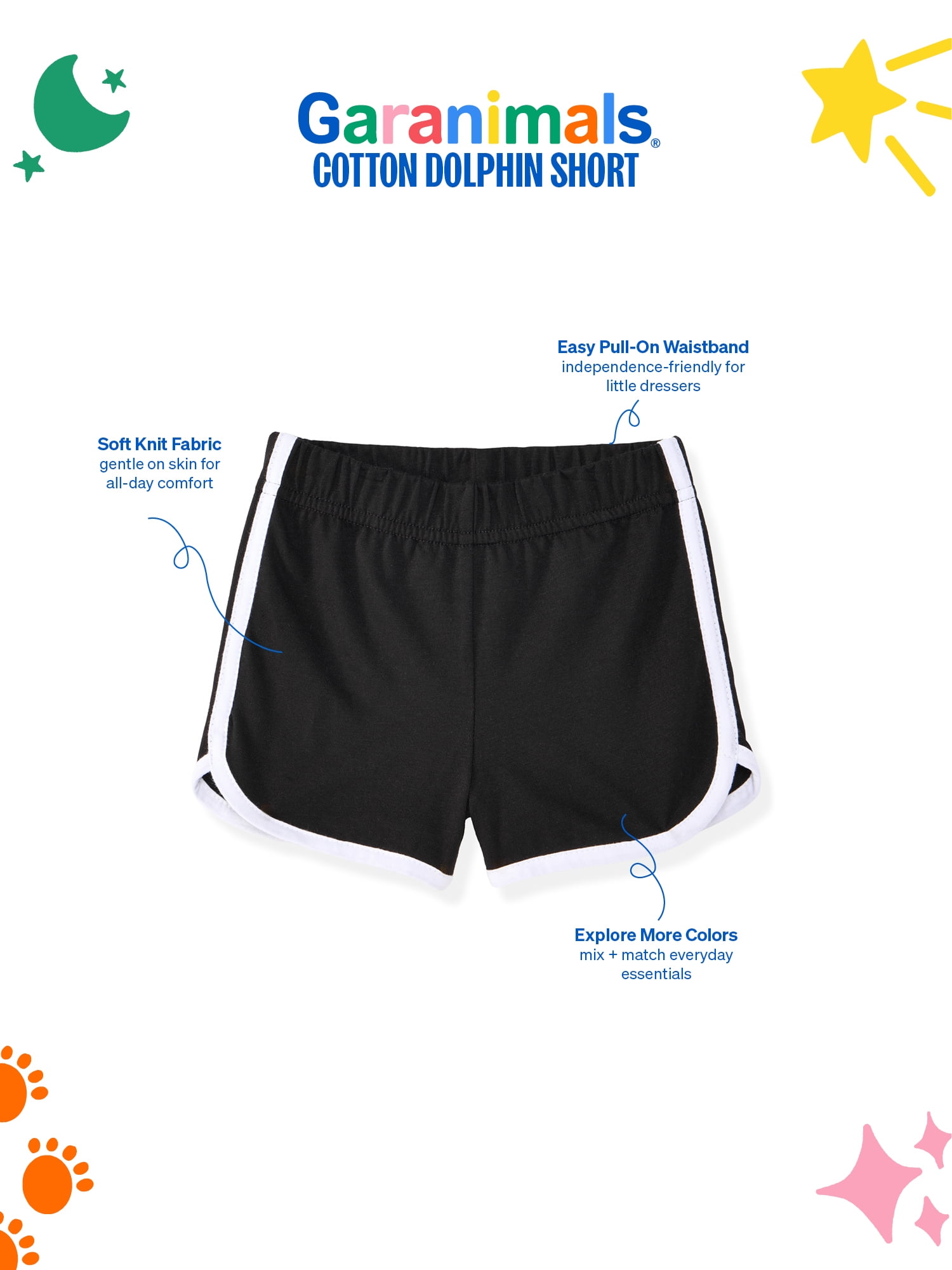 Garanimals Newborn, Baby & Toddler Girl Cotton Pull-On Dolphin Shorts, Sizes 0-6T