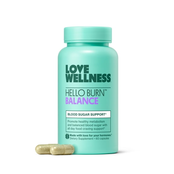 Love Wellness Hello Burn Balance, Blood Sugar Support & Promotes Healthy Eating Habits, 60 Count
