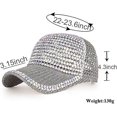 thumbnail image 5 of Mujeres Gorra de béisbol ajustable con cristales de estrás tachonados para hombre, gorra deportiva informal brillante y brillante, gorra transpirable para el sol, color gris, 5 of 5