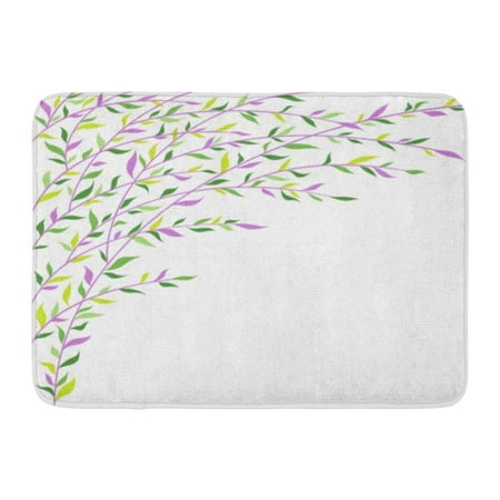 Willow Border - GODPOK Tree Willow Green and Lilac Leaves Border Abstract Floral Pattern Leaf Branch Rug Doormat Bath Mat 23.6x15.7 inch