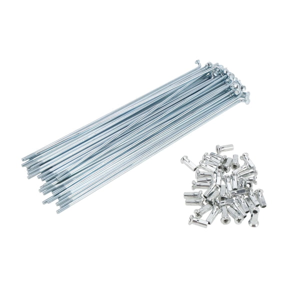 Unique Bargains 38 Set 12G Bicycle Spokes 177mm Bike Wheel Spokes Galvanized Carbon Steel Silver Tone