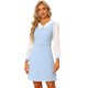 thumbnail image 1 of Vestido Midi Elegante Con color De Contraste Y Cuello En V de Manga Larga Para Mujer Azul Claro XS, 1 of 5
