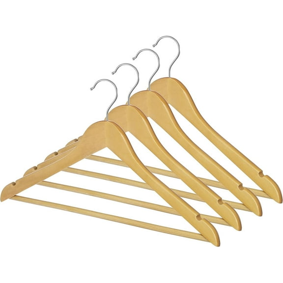 Whitmor GRADE A Natural Wood Suit Hangers Set of 4