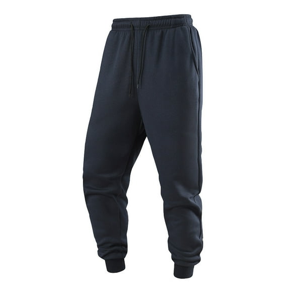 Wdfiry Men's Pants Elastic Waist Fleece Lining Winter Warm Sweatpants with Pockets Plus Size Casual Comfortable Pants