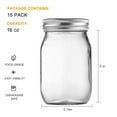 thumbnail image 2 of Frascos de vidrio Mason Accguan de 500 ml (16 oz) con tapas herméticas, paquete de 16, 2 of 7
