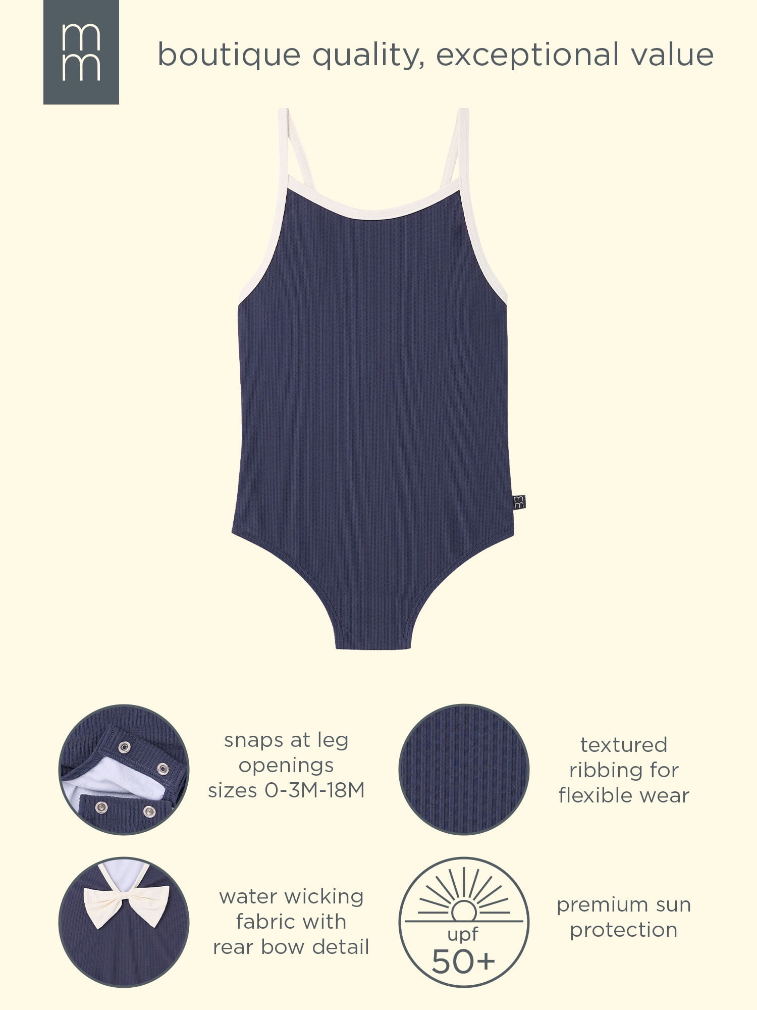 Modern Moments by Gerber Baby and Toddler Girl One-Piece Swimsuit with Bow, 0/3M-5T