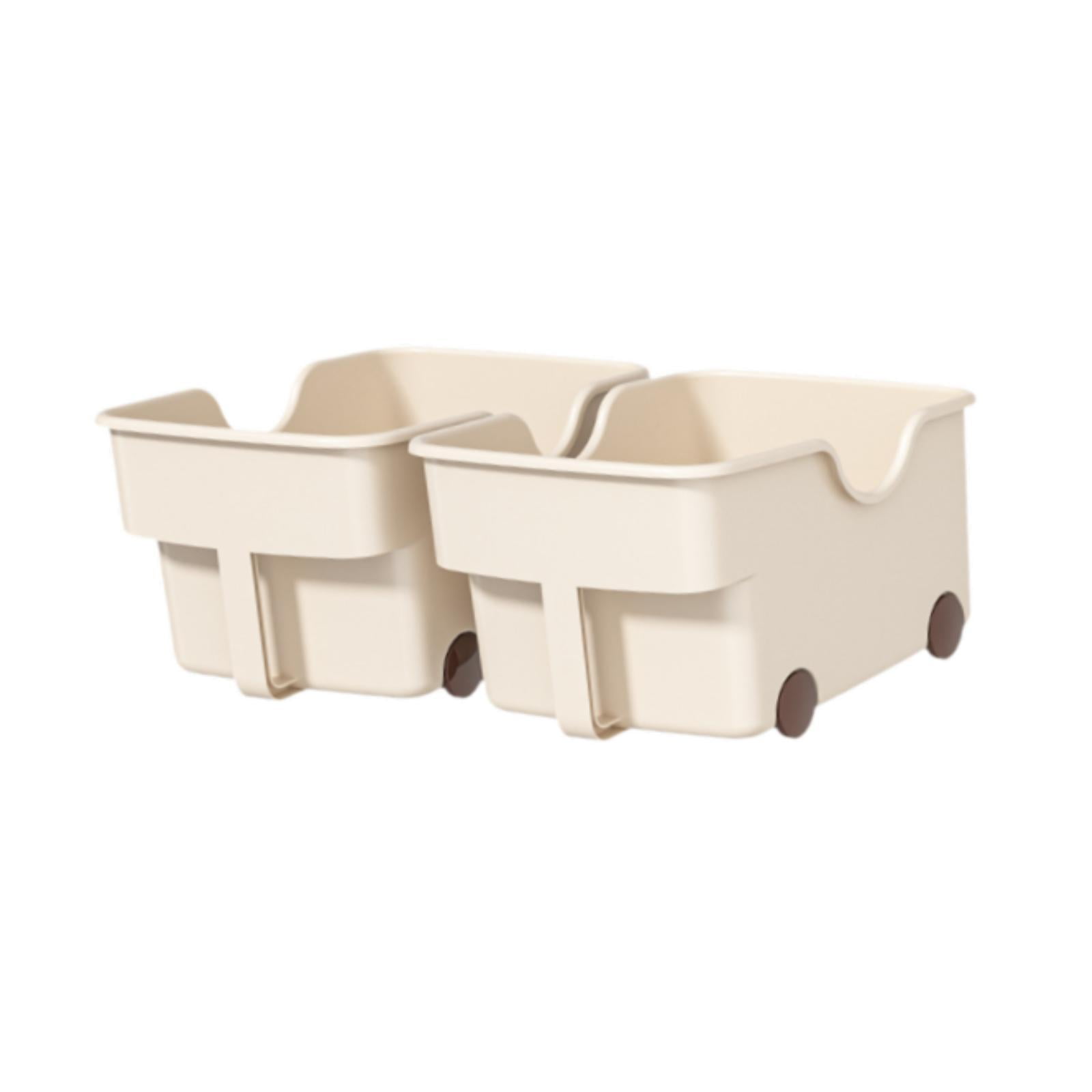 Baoblaze 2Pcs Kitchen Cabinet Organizer Bin Storage Box Food Organizing Deep Wheeled Container for under Sink Kitchen Countertop Sewer