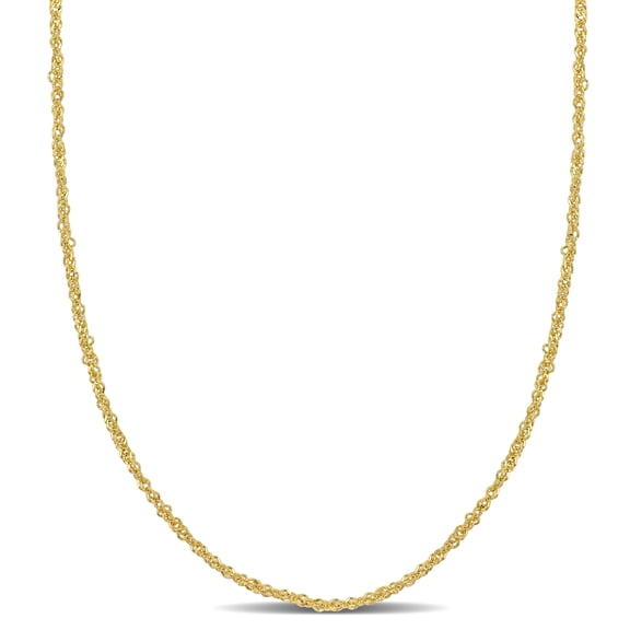 Everly Women's 1.2mm 14k Yellow Gold Sparkling Singapore Chain Necklace