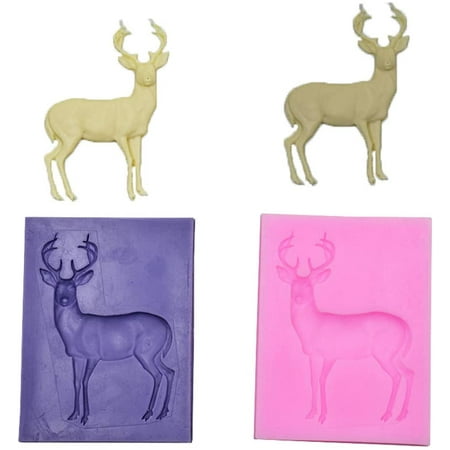 

2 Pcs Christmas Deer Silicone Mold Fondant Cake Chocolate Cookie Decorating Mould Cake Tools New