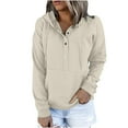 thumbnail image 2 of Flash picks! Turilly Women's Casual Hoodies Fall Solid Long Sleeve Sweatshirt Button Down Drawstring Pullover Top Blouse with Pocket, 2 of 8