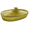 thumbnail image 6 of Bergamo Art 10 Inch Wide Decorative Handmade Aluminum Oval Bowl with Cap in Gold, 6 of 6