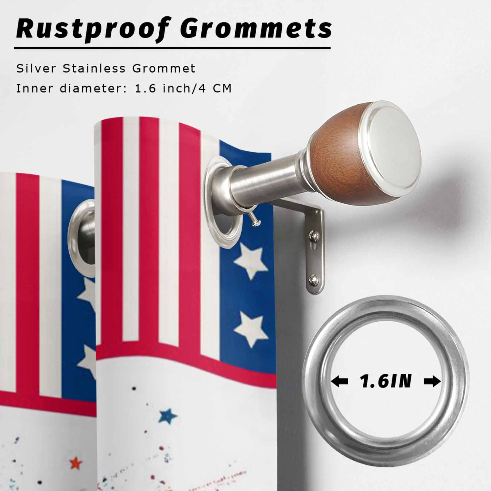 Independence Day Outdoor Curtains for Patio, Abstract American Flag Red Striped Star Sunshade Privacy Drapes Grommet Waterproof Outside Curtains for Porch/Cabana/Balcony 54"x 108", 1 Panel