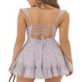 thumbnail image 4 of Femmes Floral Mini Robe Spaghetti Sangle Sans Manches Bodycon A-Line Robe Courte, 4 of 6