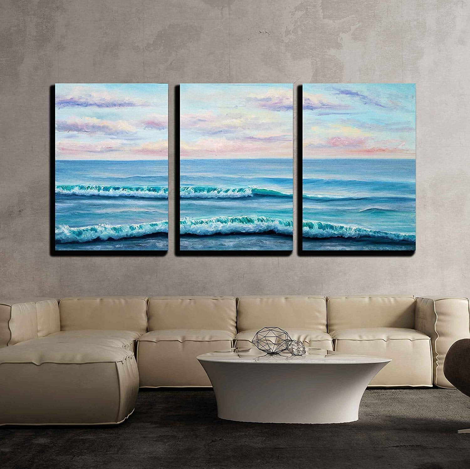 Wall26 3 Piece Canvas Wall Art Original Oil Painting Showing Ocean