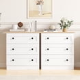 thumbnail image 5 of 3 Drawer Dresser for Bedroom, Small Chests of Drawers, Farmhouse Wood Nightstand Bedside Cabinet End Table, Modern Closet Storage Organizer for Bedroom, White, 5 of 9